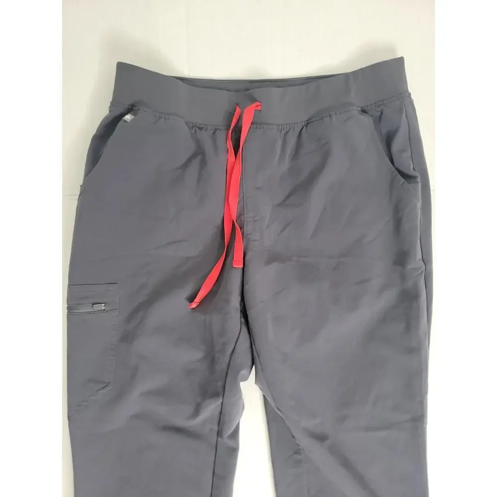 Figs Zamora Gray Joggers with Red Drawstring Sz Large Womens